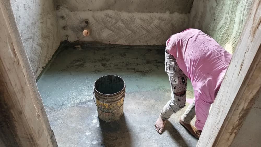 Flat roof terrace slab waterproofing restoration on residential house in Panchkula